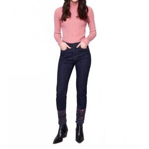 NEW CHARLIE B embroidered hem jeans in deep blue